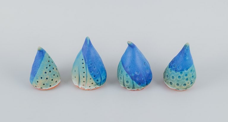 Linda Mathison, contemporary Swedish ceramic artist, four small unique ceramic sculptures in (1 of 6)