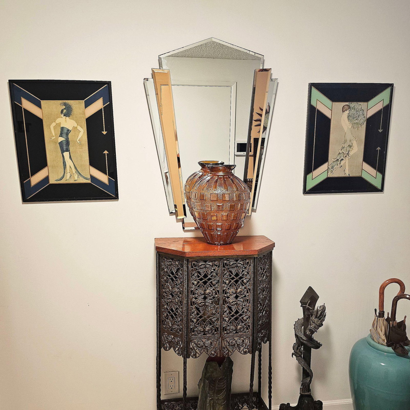 Art Deco Flapper Fashion Illustration "Tanz" Prints Frames by Vala Moro, Pair - 6