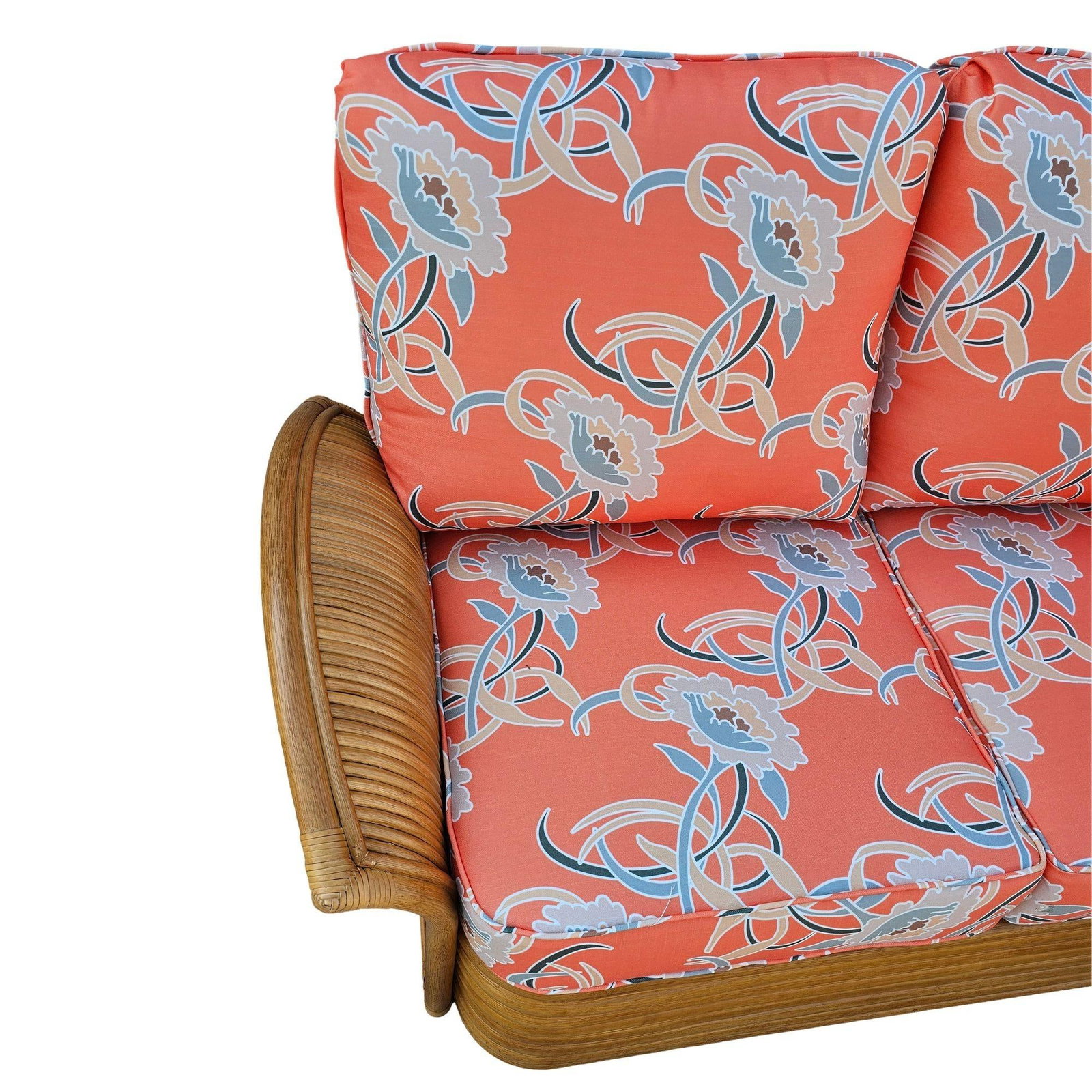 Restored "Golden Girls" Art Deco Rattan "Fan Arm" Three-Seat Sofa - 15