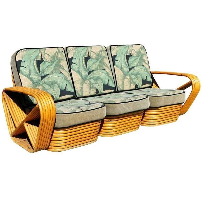 Restored Mid-Century Rattan and Mahogany Living Room Set - 8