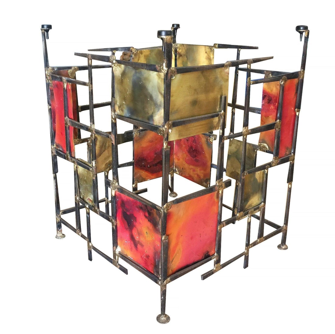 Silas Seandel Style Mixed Metal Nail Brutalist Side Table - 14