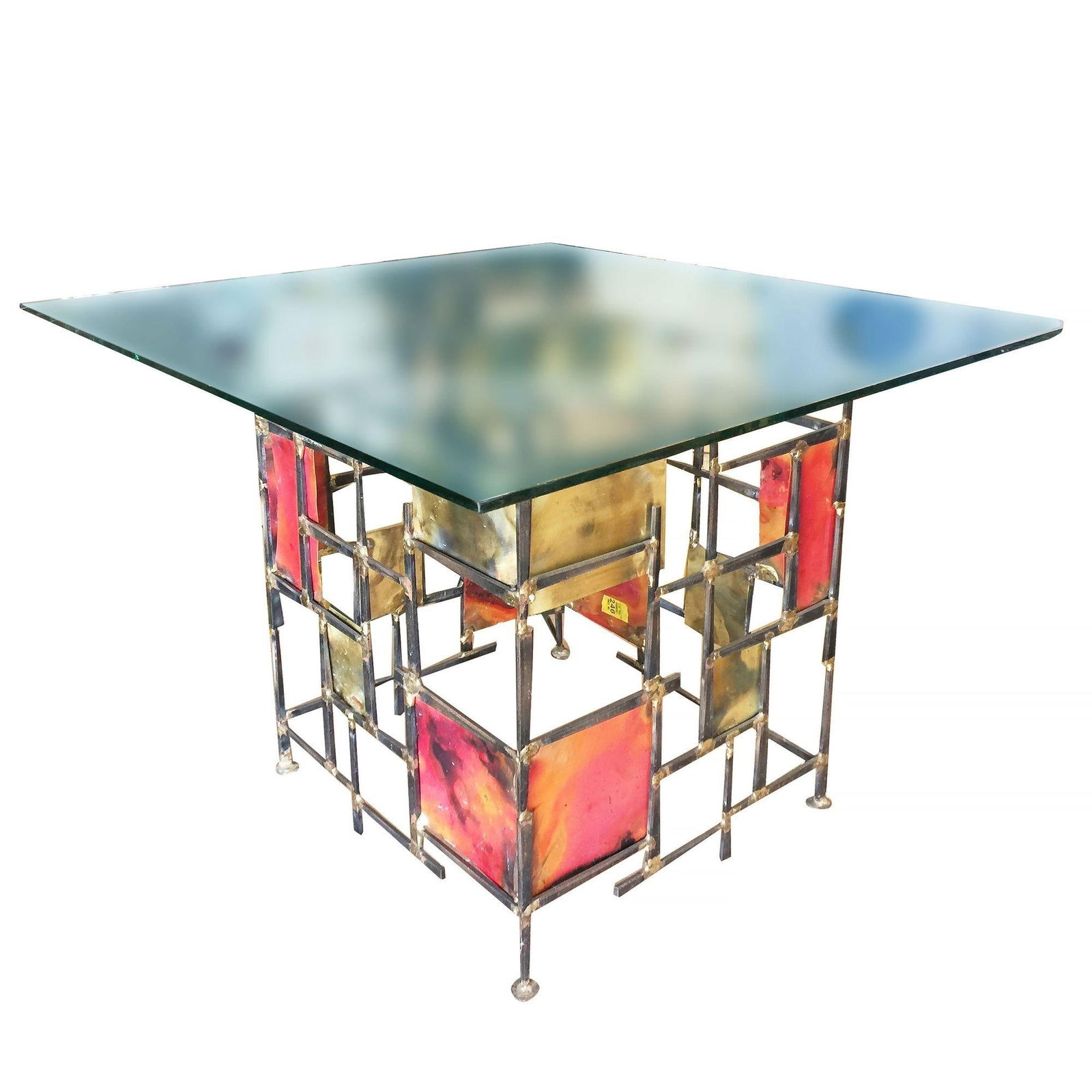 Silas Seandel Style Mixed Metal Nail Brutalist Side Table - 16