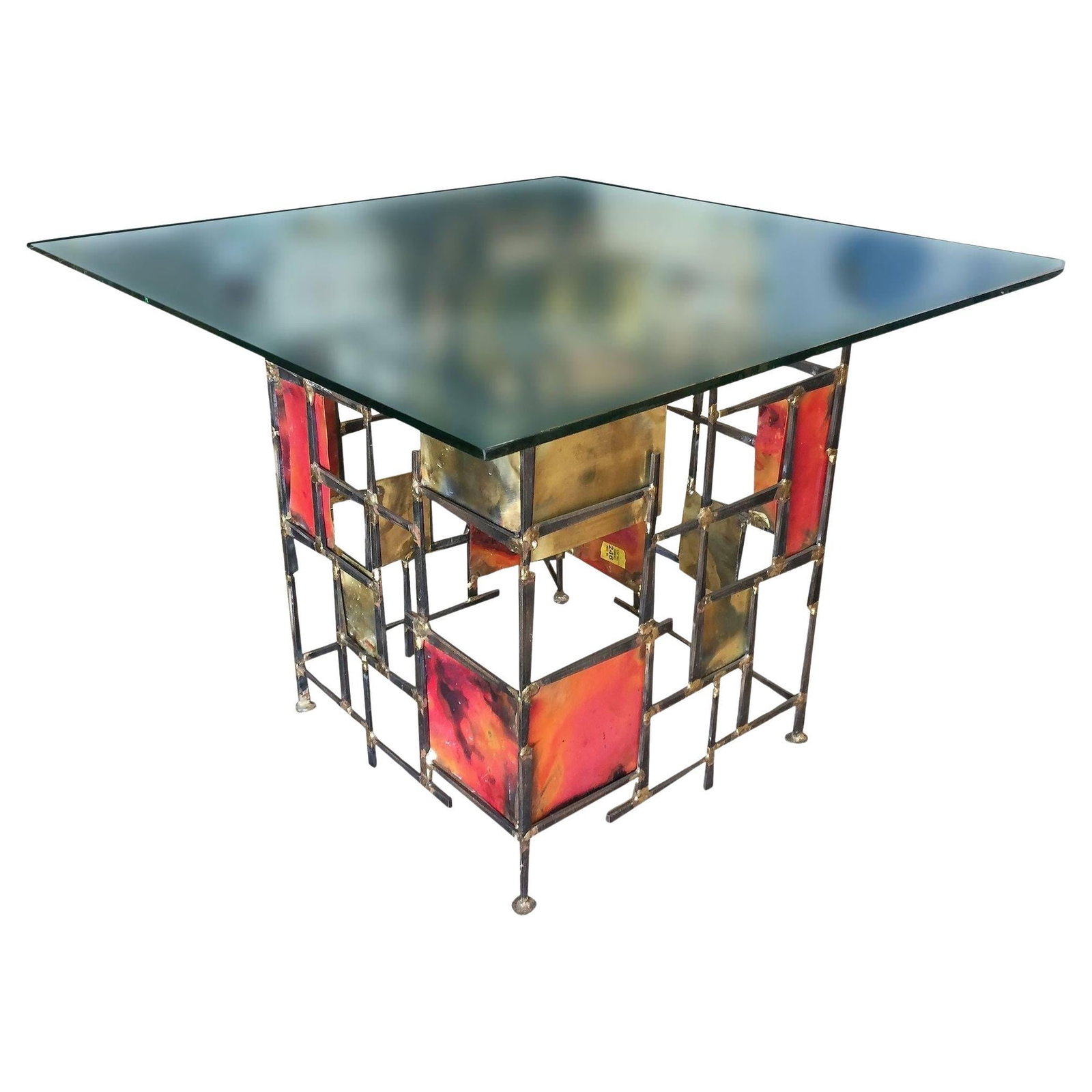 Silas Seandel Style Mixed Metal Nail Brutalist Side Table - 7