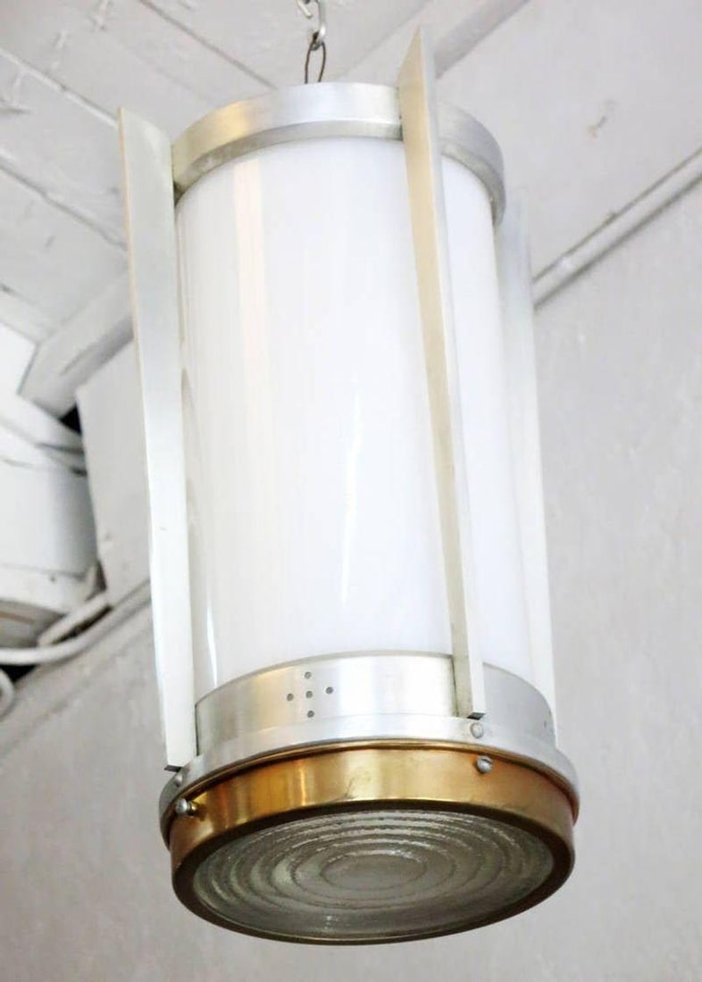 Mid-Century Aluminum Cylinder Hanging Lamp Pair, circa 1960 - 4