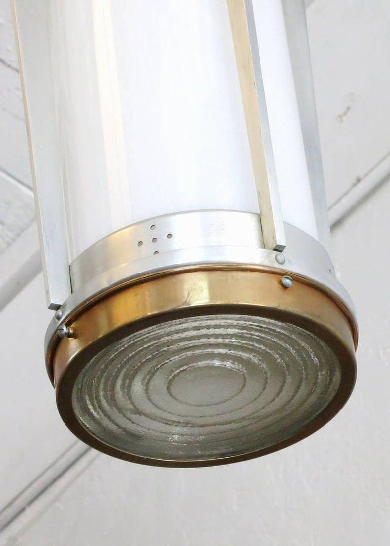 Mid-Century Aluminum Cylinder Hanging Lamp Pair, circa 1960 - 6