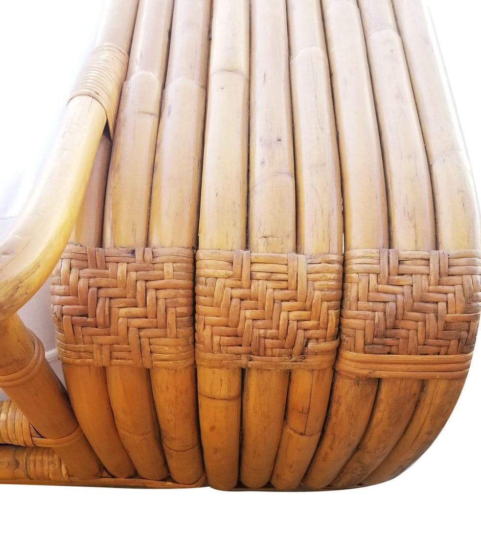 Original Historic Hand Made 9 Strand Square Pretzel Rattan Sofa By Paul T Frankl - 18
