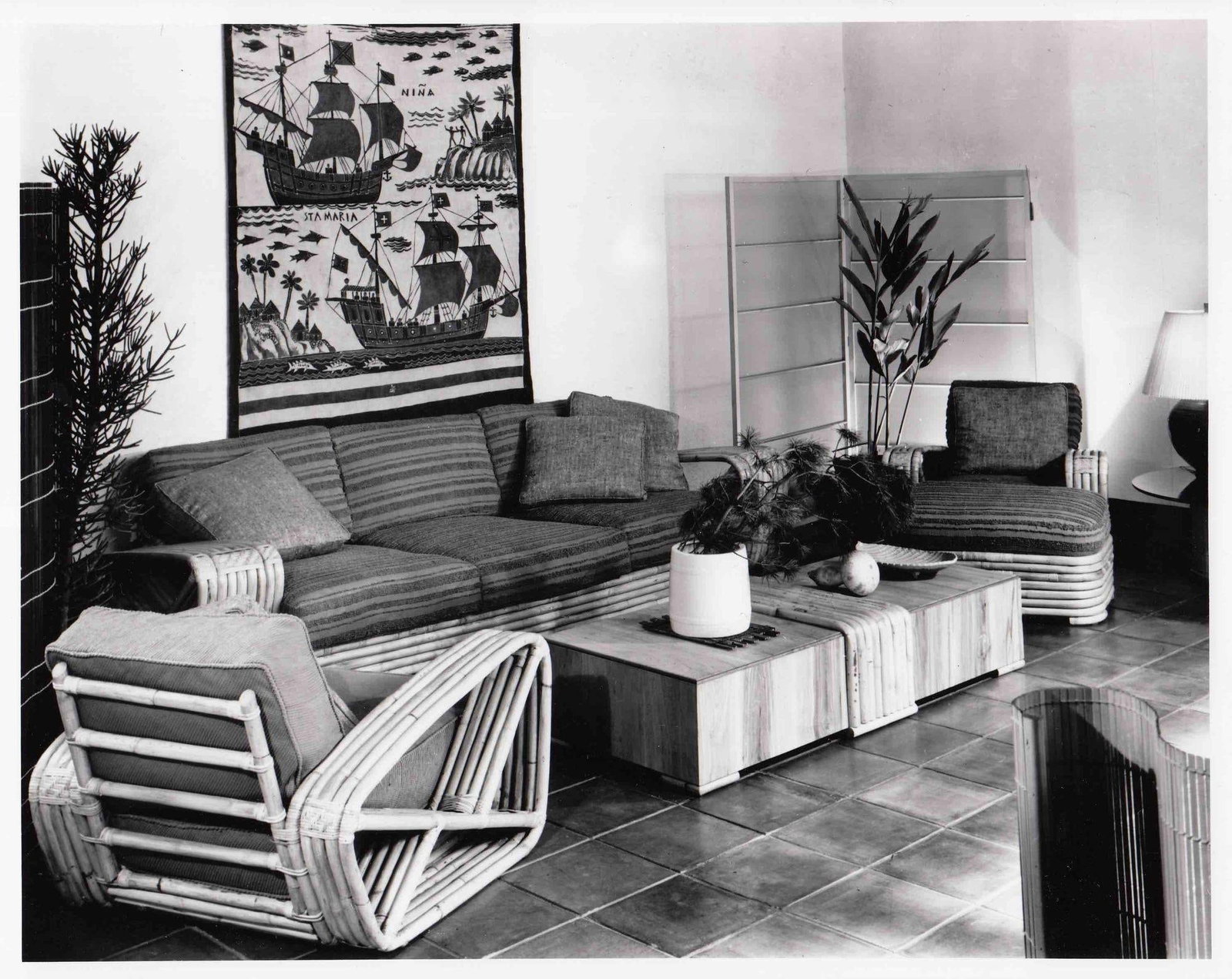 Original Historic Hand Made 9 Strand Square Pretzel Rattan Sofa By Paul T Frankl - 6