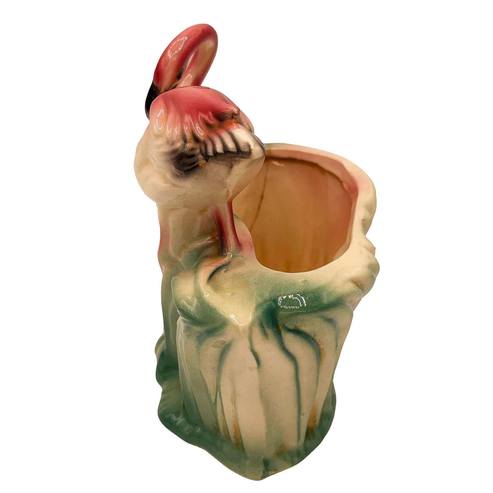 Mid-century Ceramic 445 Pink Flamingo Flower Tabletop Planter by Maddux - 5