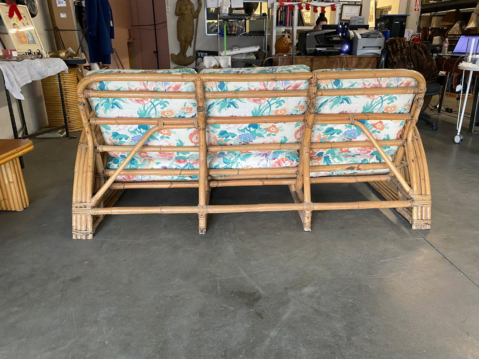 Restored Double D Loop Half Moon Rattan Four-Strand 3 Seater Sofa - 13