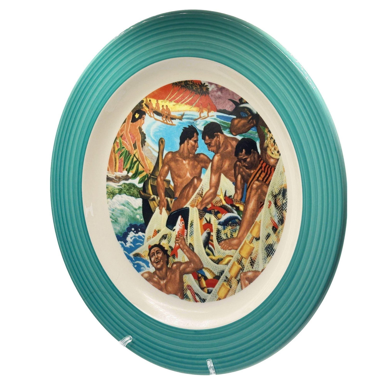 16" Eugene Savage "Festival of the Sea" Serving Platter, Lynn Krantz Dish Books - 10