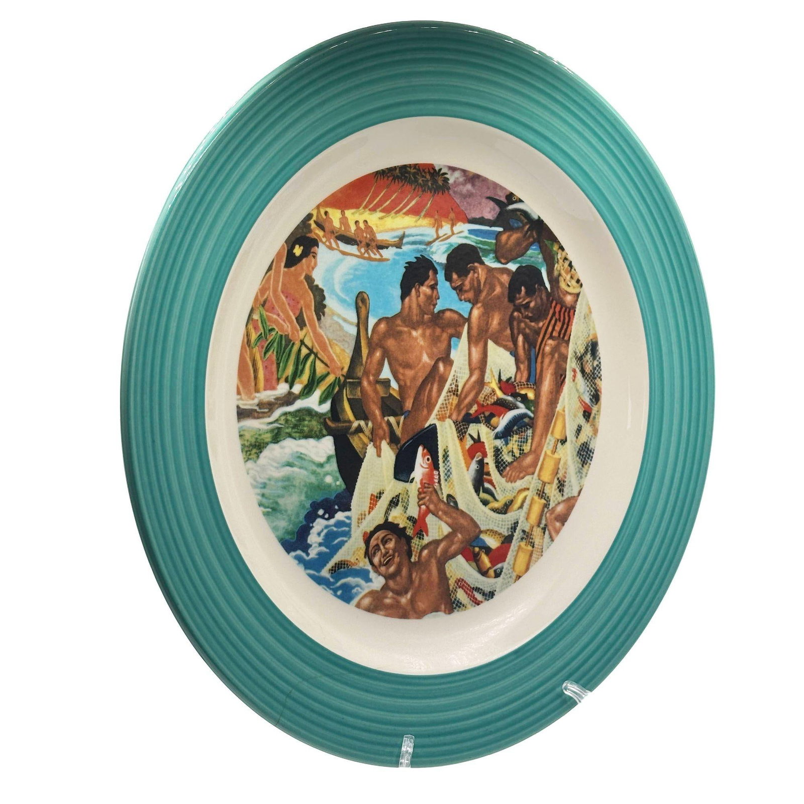 16" Eugene Savage "Festival of the Sea" Serving Platter, Lynn Krantz Dish Books - 8
