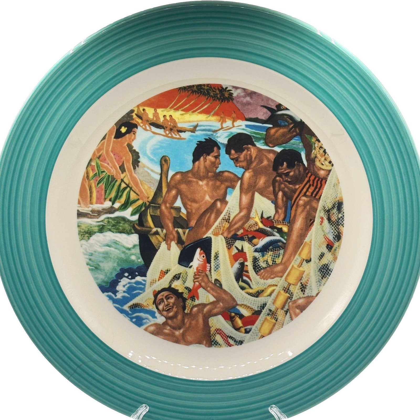 16" Eugene Savage "Festival of the Sea" Serving Platter, Lynn Krantz Dish Books - 9