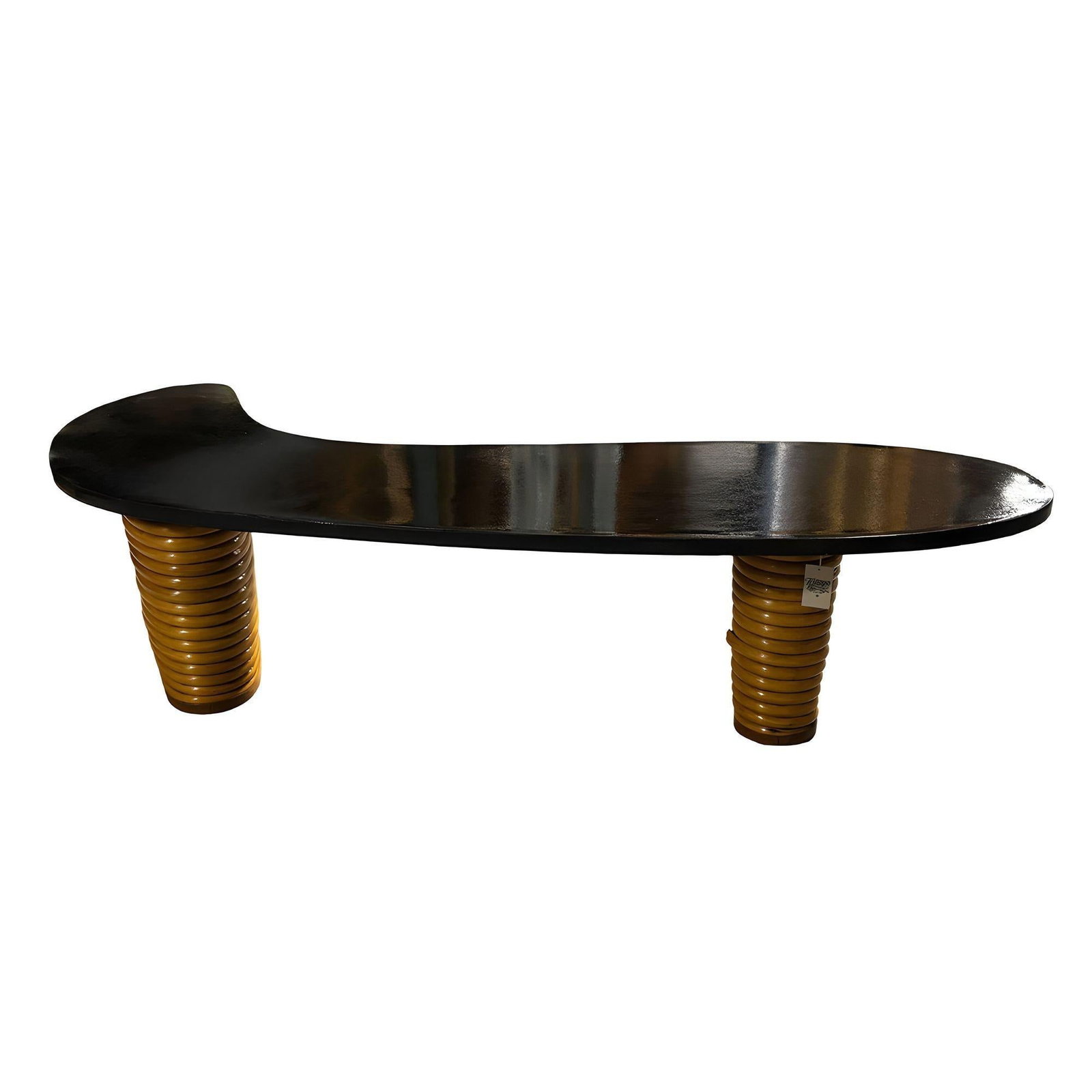 Rare Restored Rattan Amoeba L-Shaped Coffee Table w/ Stacked Legs - 16