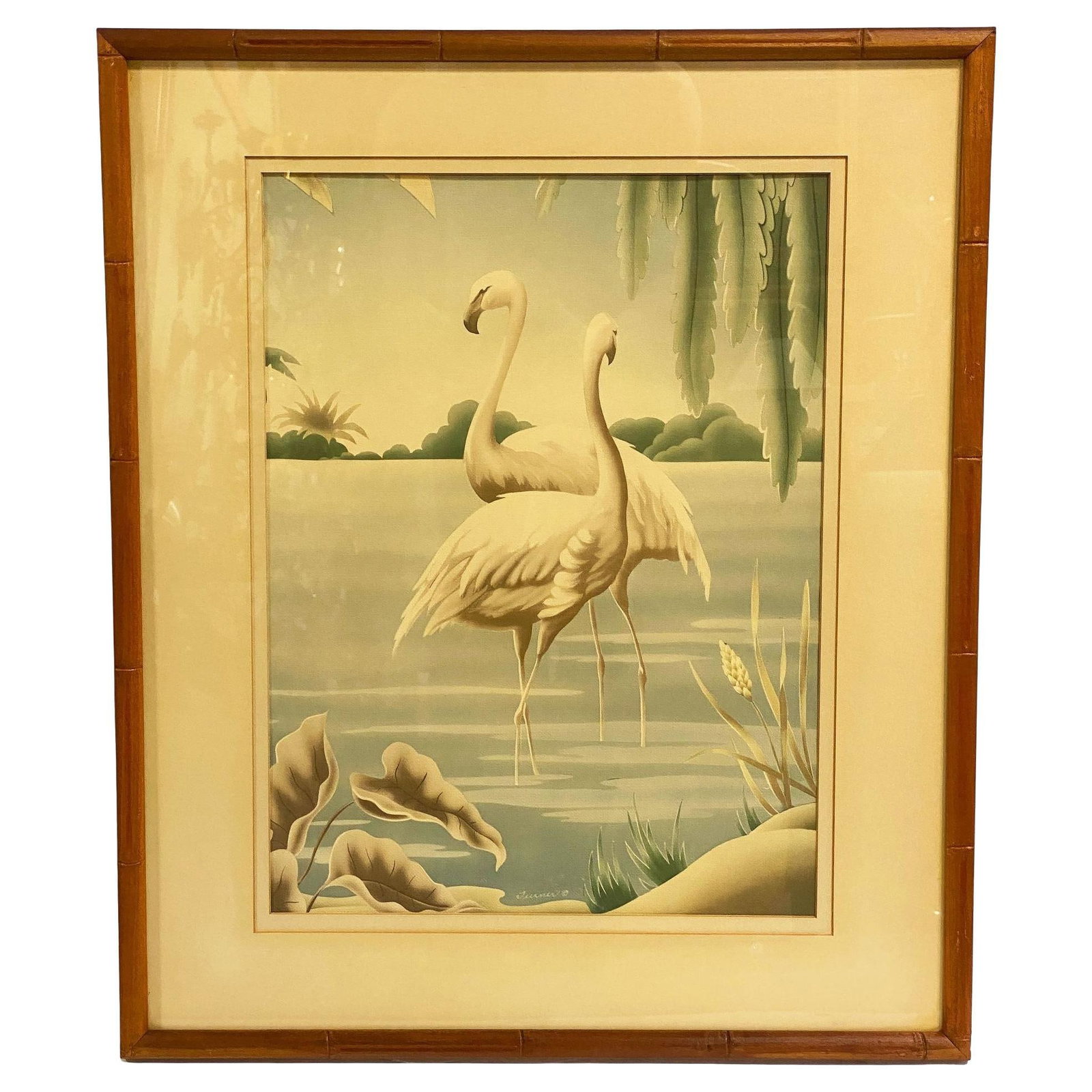 1940 Tropical Flamingo Lovers Scenic Print, by Billy Seay for Turner - 17