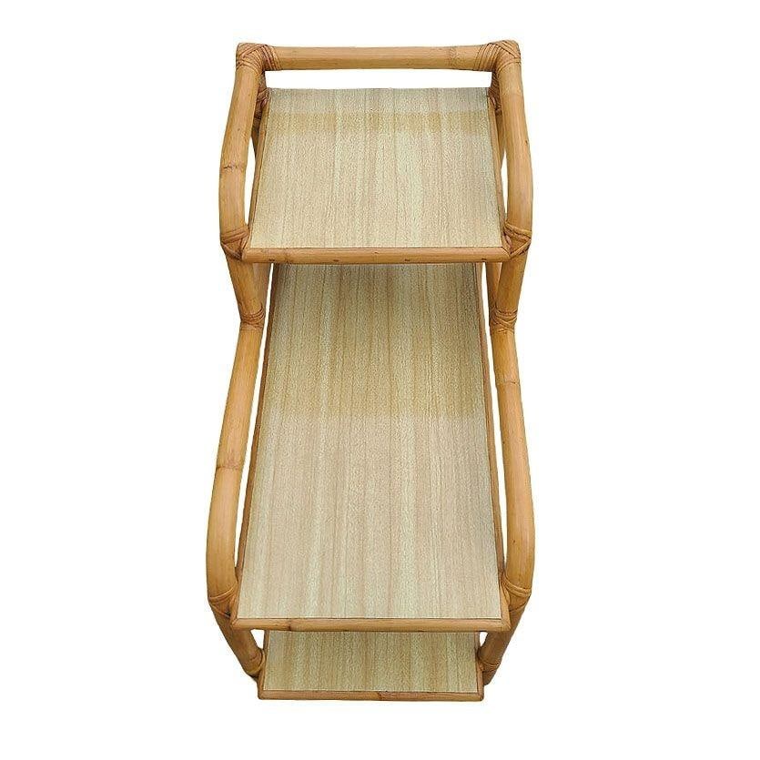 Restored Mid-century 3-Tier Rattan Side Lamp Table Living Room Set of 4 - 12