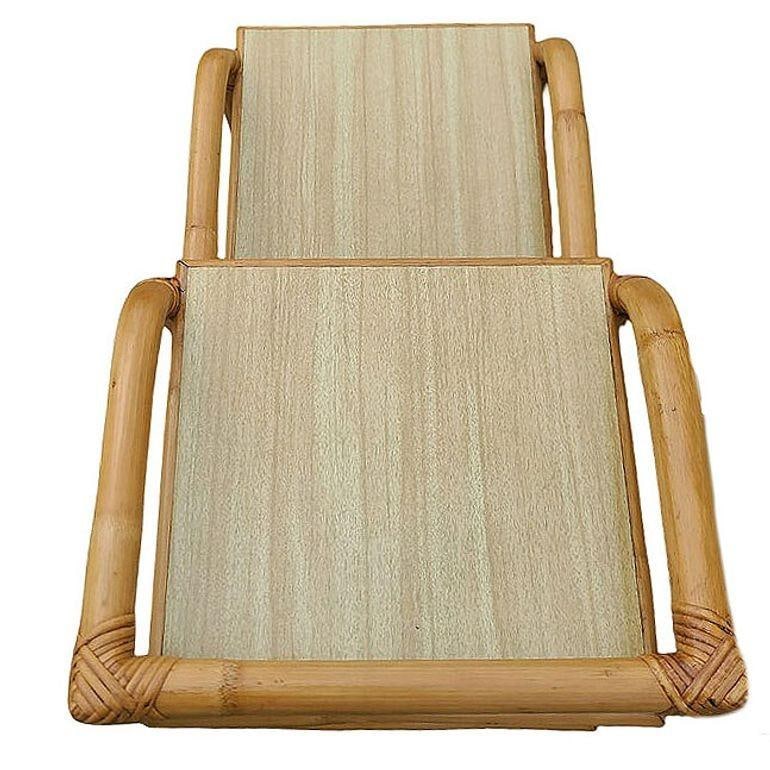 Restored Mid-century 3-Tier Rattan Side Lamp Table Living Room Set of 4 - 5