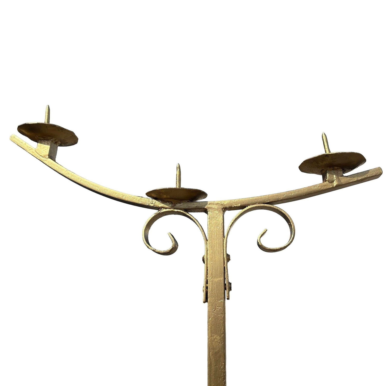 Hollywood Regency Brass-tone Floor Standing Candelabra w/ Claw-foot Base, Pair - 19