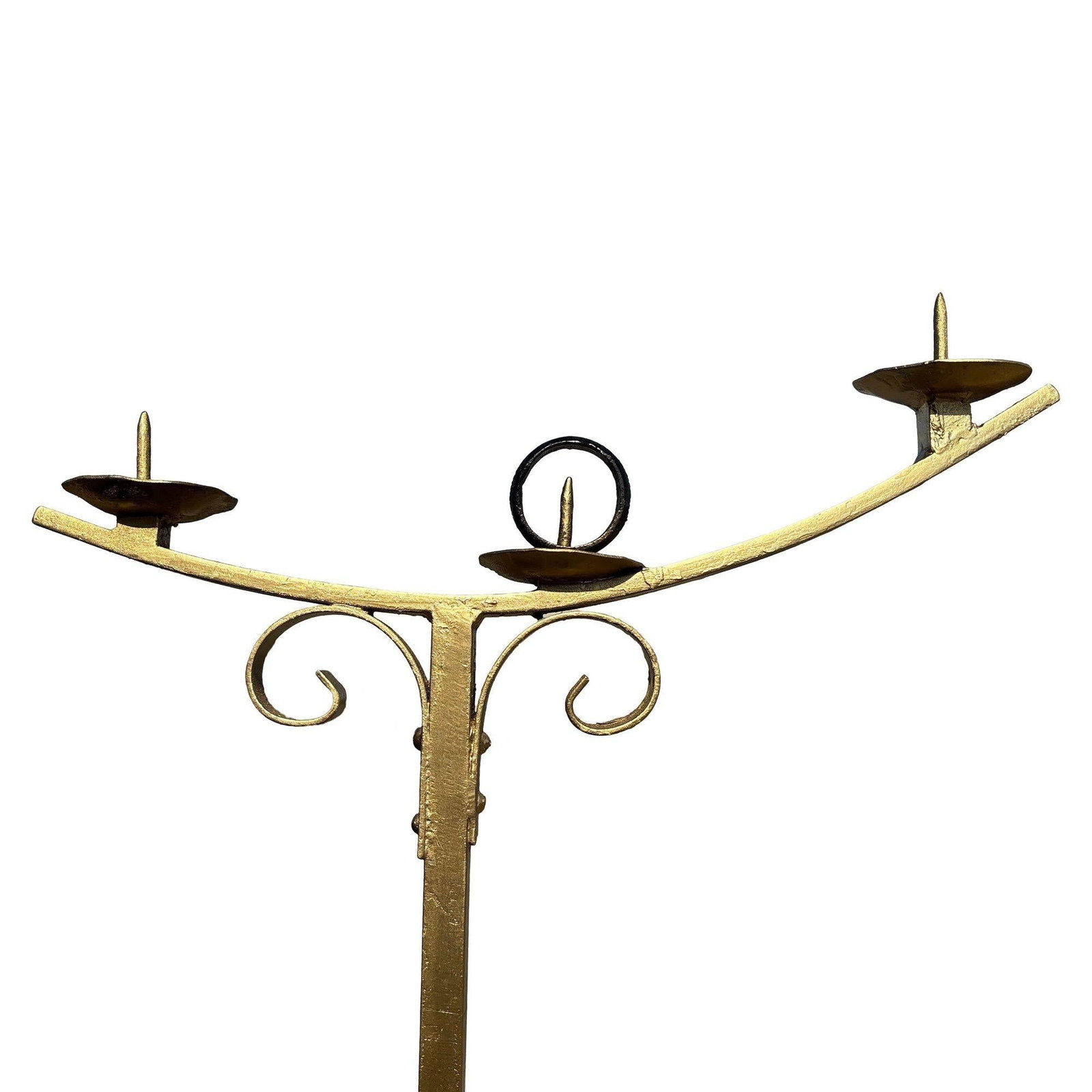 Hollywood Regency Brass-tone Floor Standing Candelabra w/ Claw-foot Base, Pair - 20