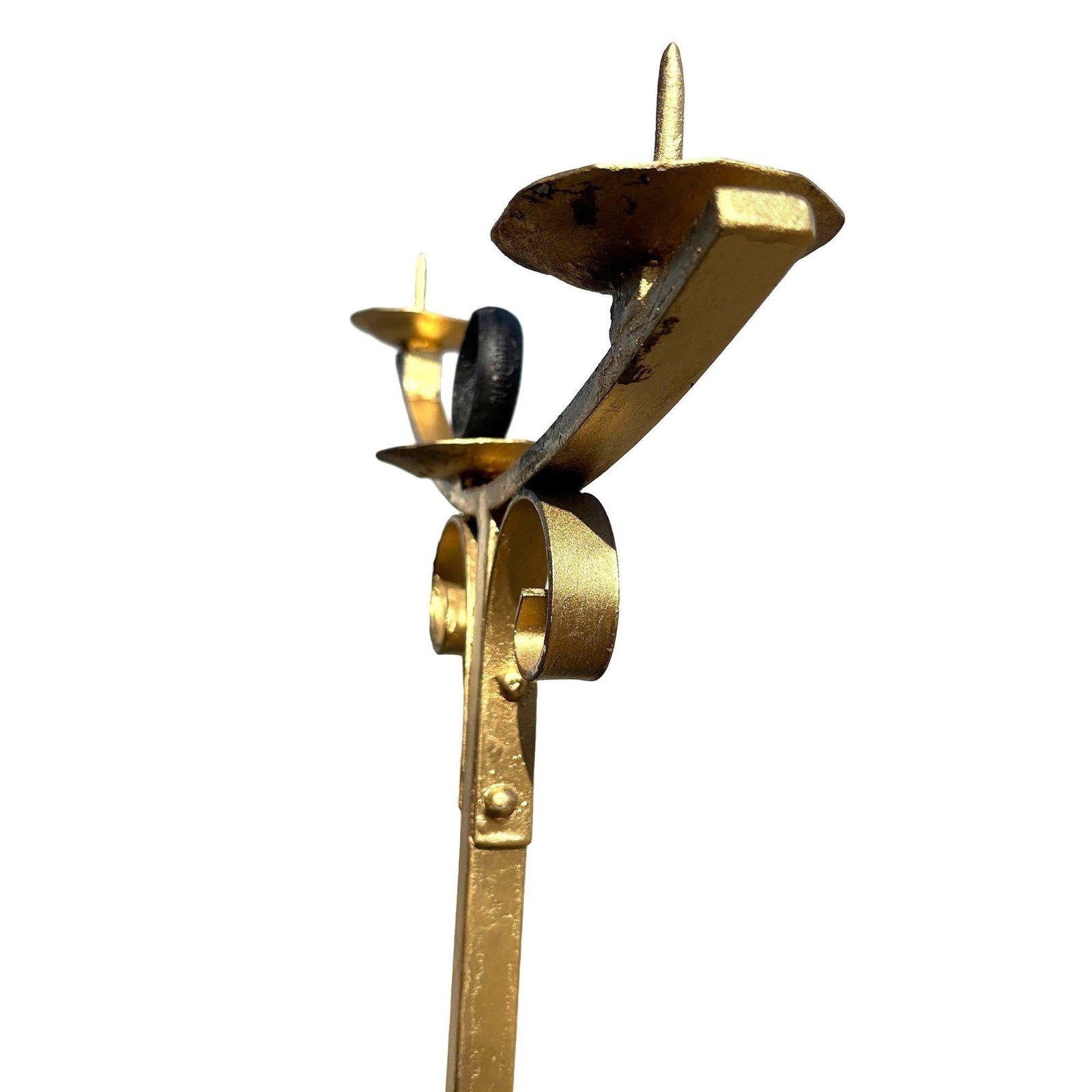 Hollywood Regency Brass-tone Floor Standing Candelabra w/ Claw-foot Base, Pair - 3