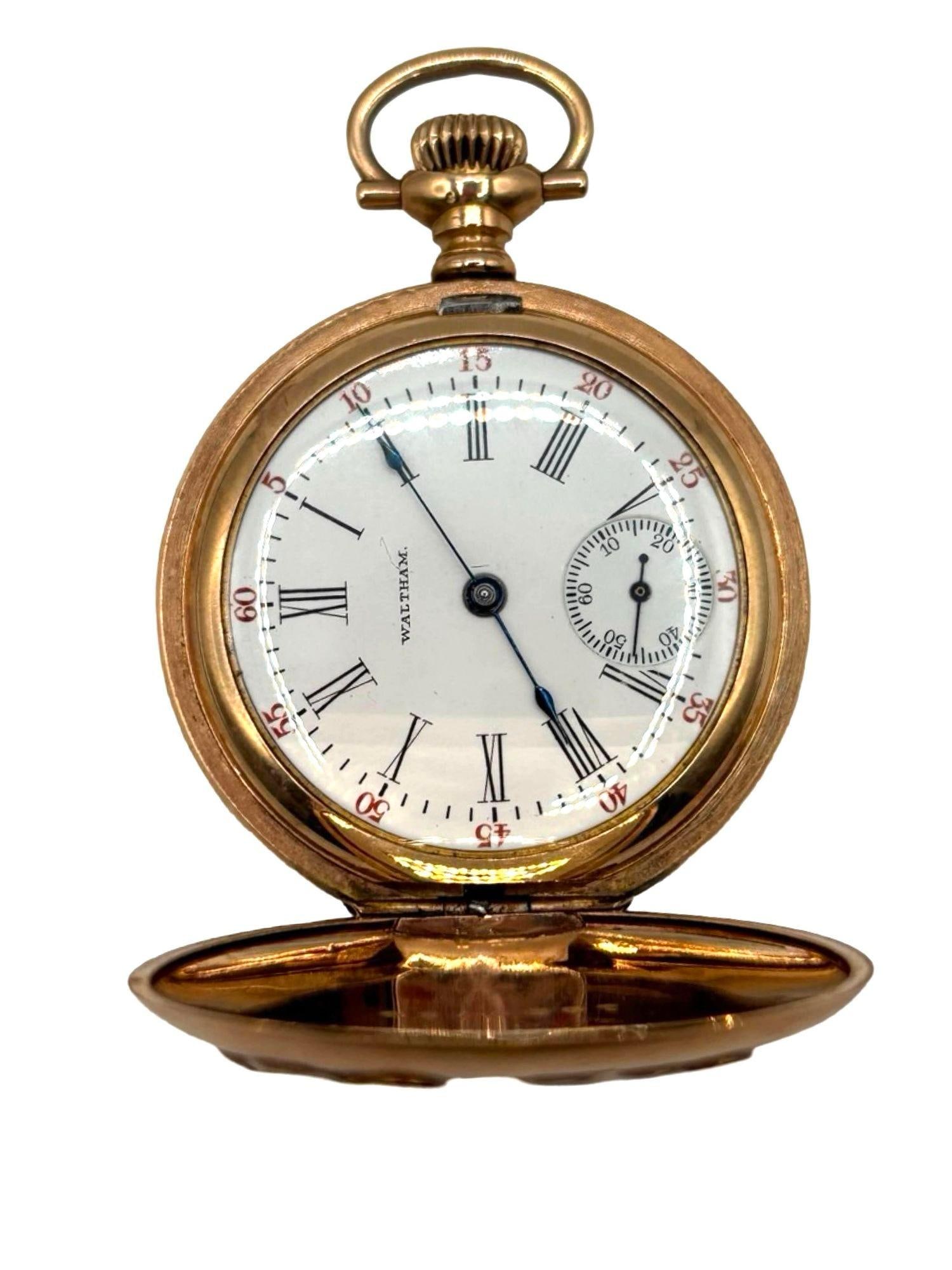 1903 Art Nouveau Portrait Repousse Gold Filled Pocket watch by Waltham - 6