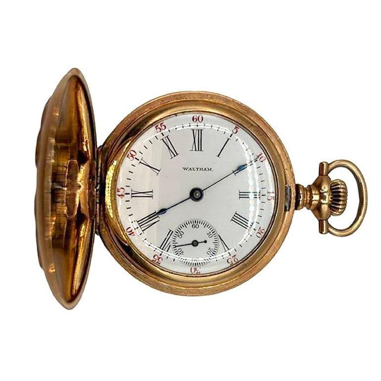1903 Art Nouveau Portrait Repousse Gold Filled Pocket watch by Waltham - 8