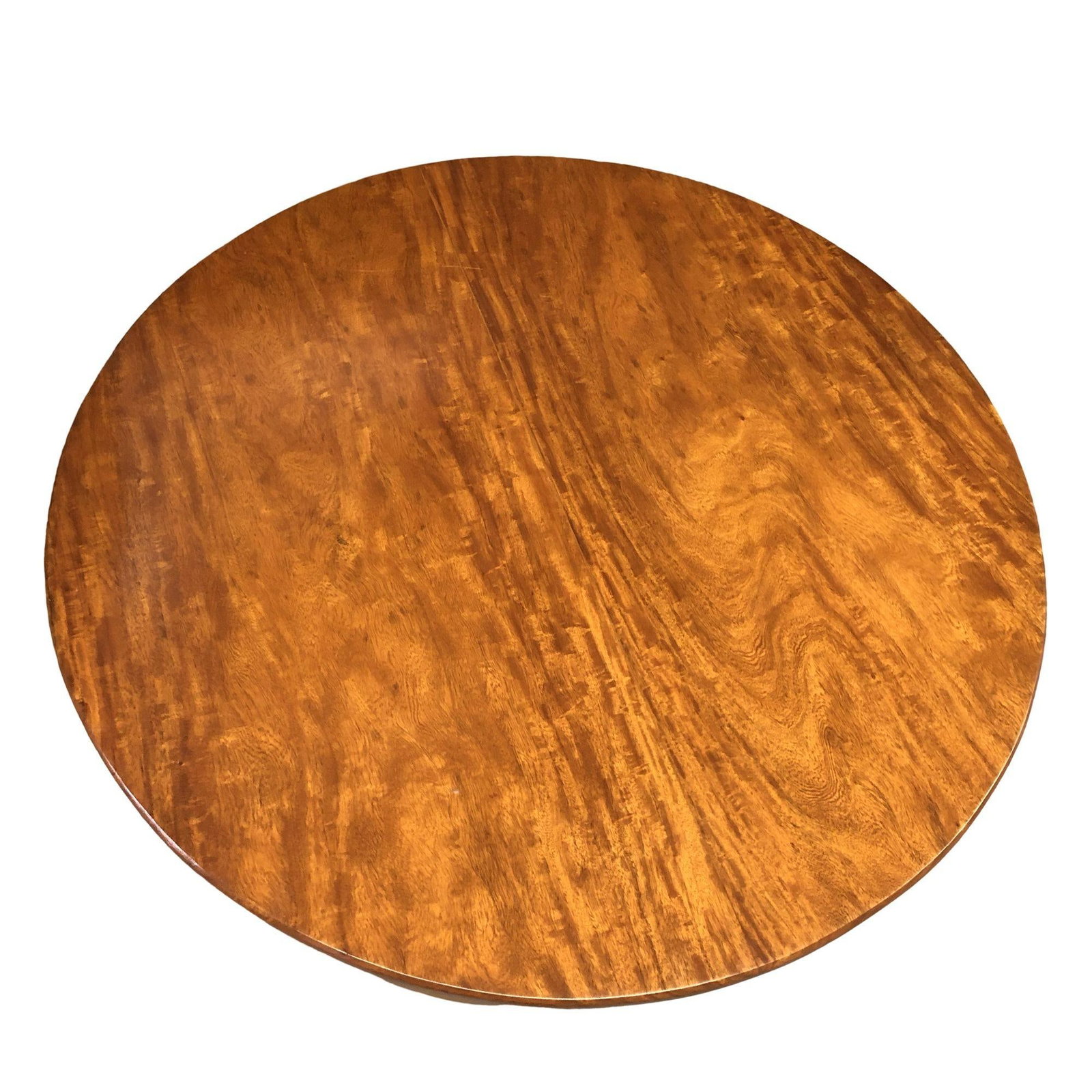 Restored Round Rattan Coffee Table with Mahogany Top - 4
