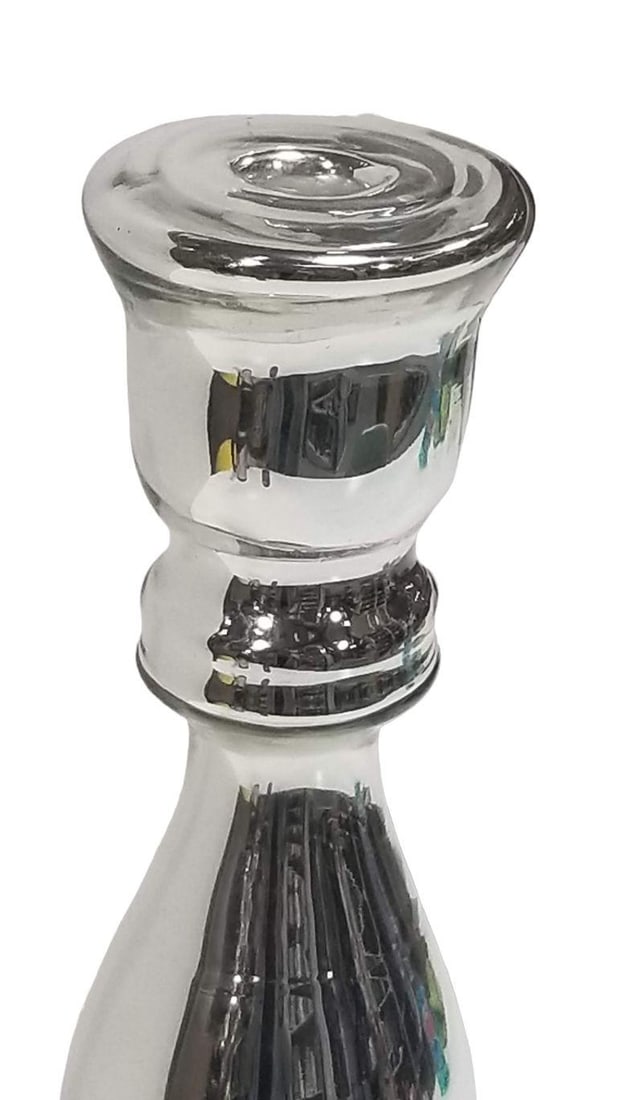 Art Deco Silver Mercury Art Glass CandleStick Holder - 4