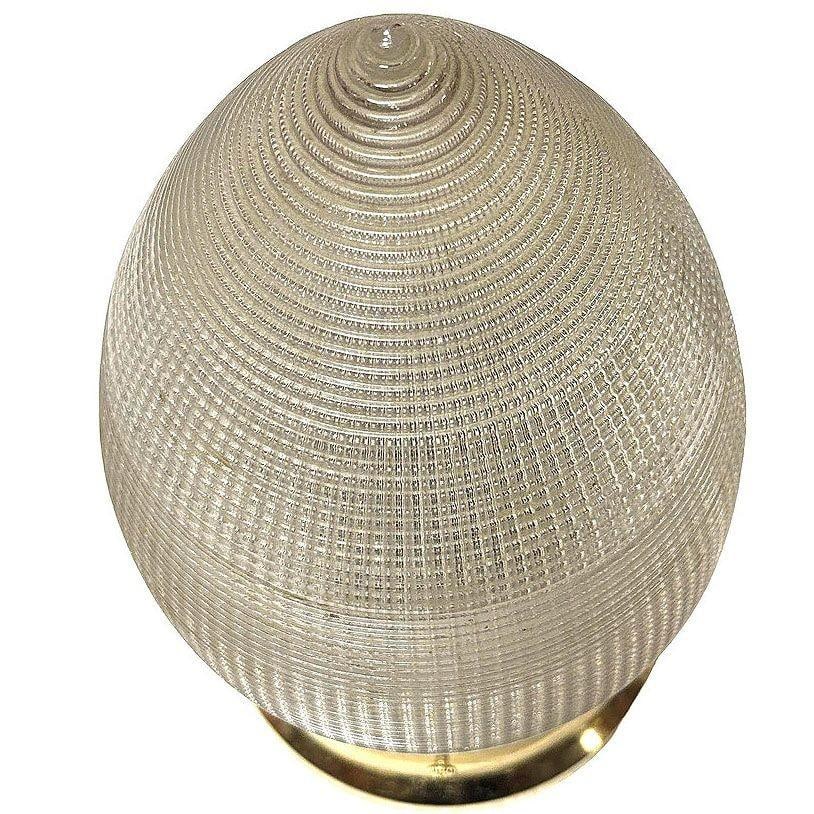 MCM Holophane Teardrop Glass Ceiling Pendant w/ Light Brass Fitter, 2 Avalible - 6