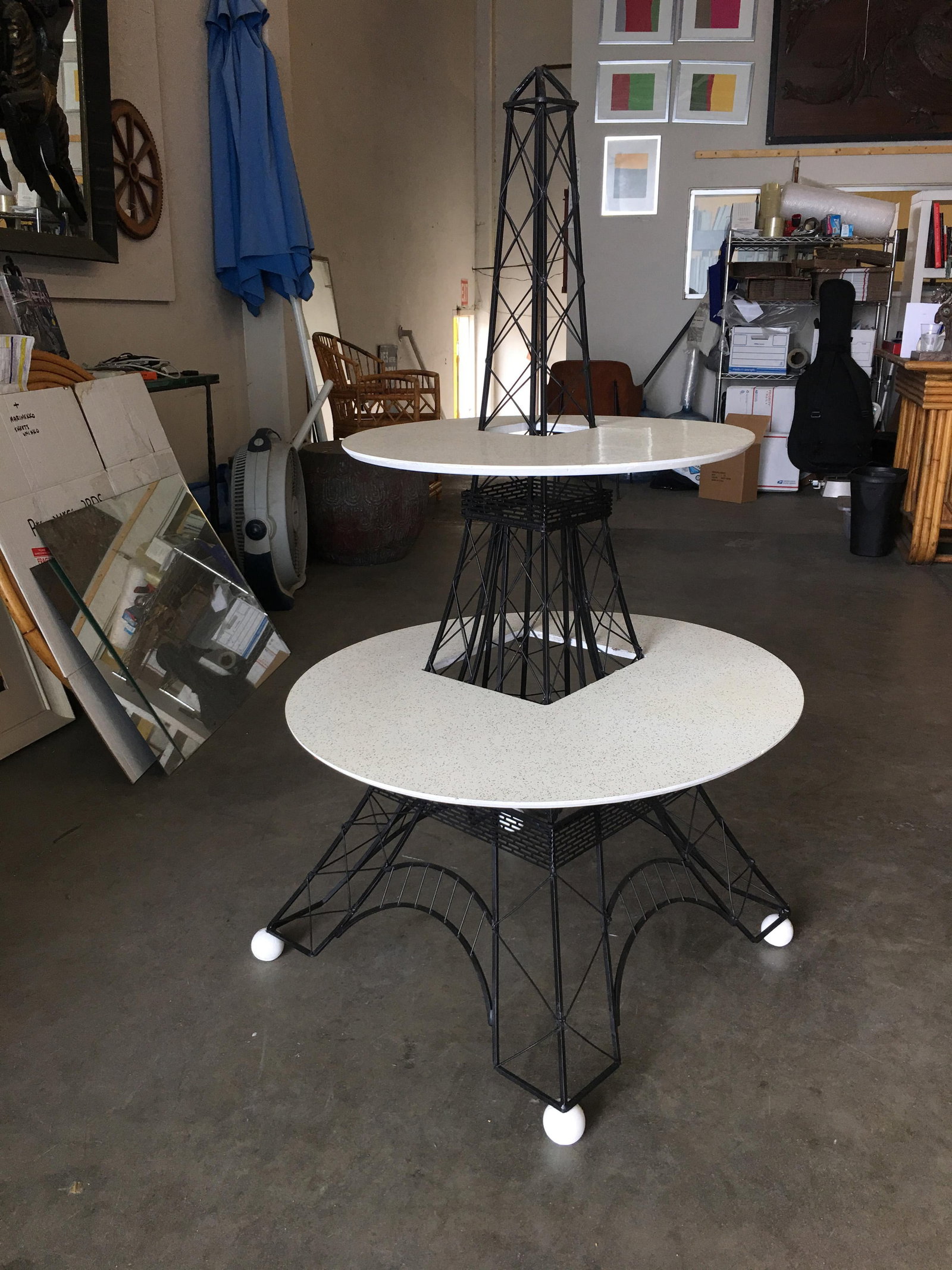 Midcentury Two-Tier Eiffel Tower Brass Sculptural Cocktail Table - 17