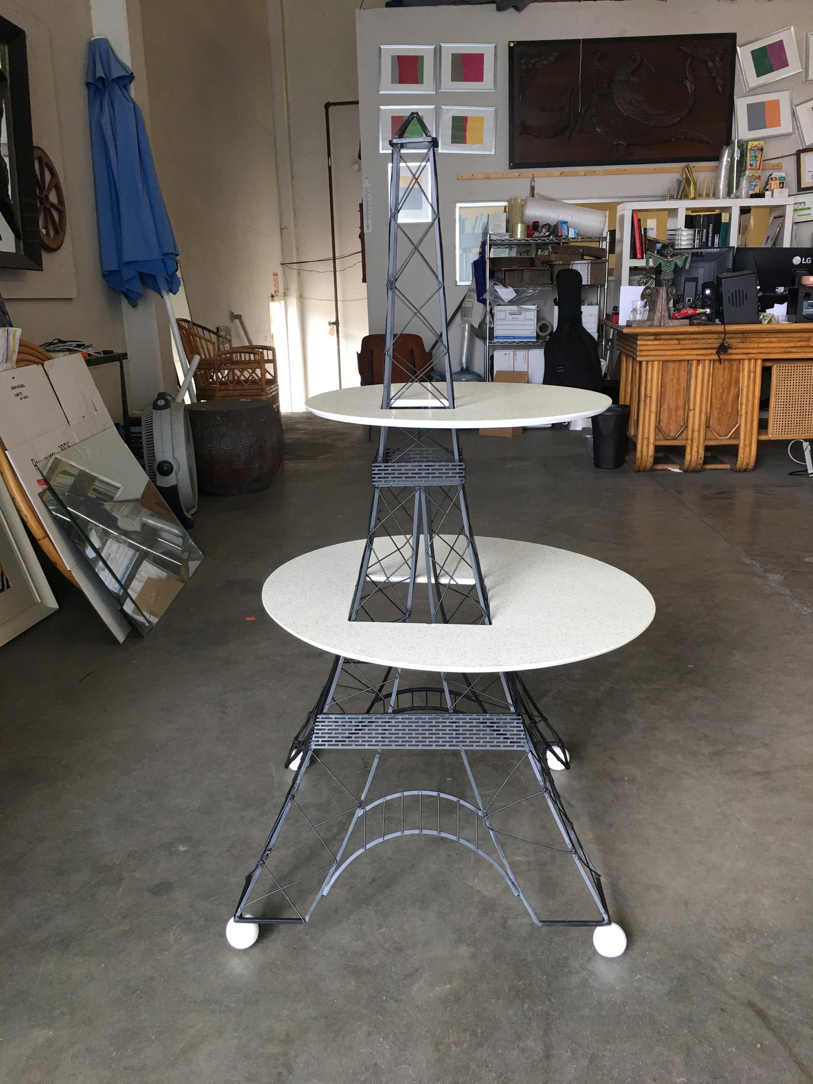 Midcentury Two-Tier Eiffel Tower Brass Sculptural Cocktail Table - 18