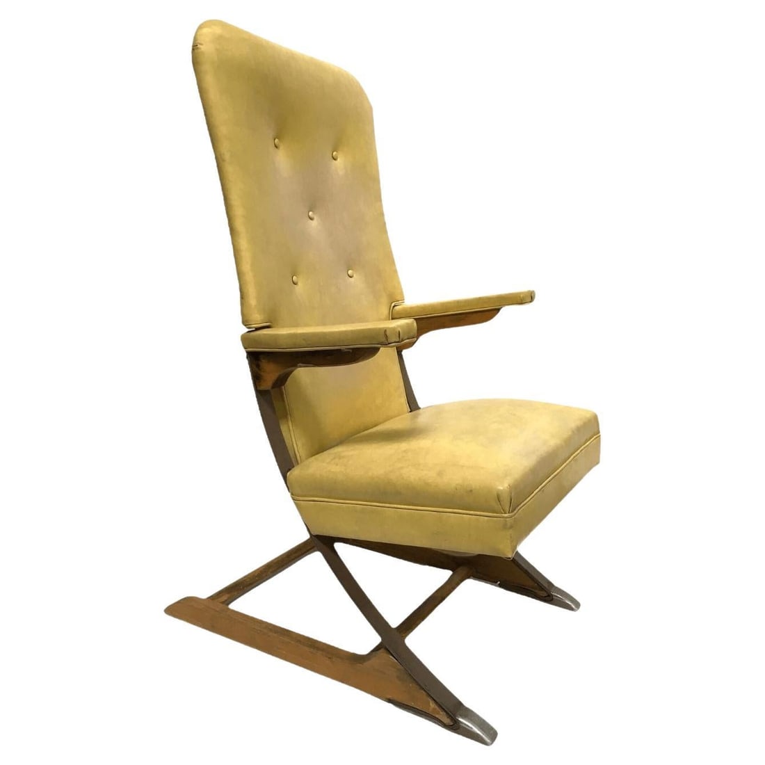 Vintage Rock-a-Chair Cantilever Rocker Chair in Harvest Gold Vinyl - 7