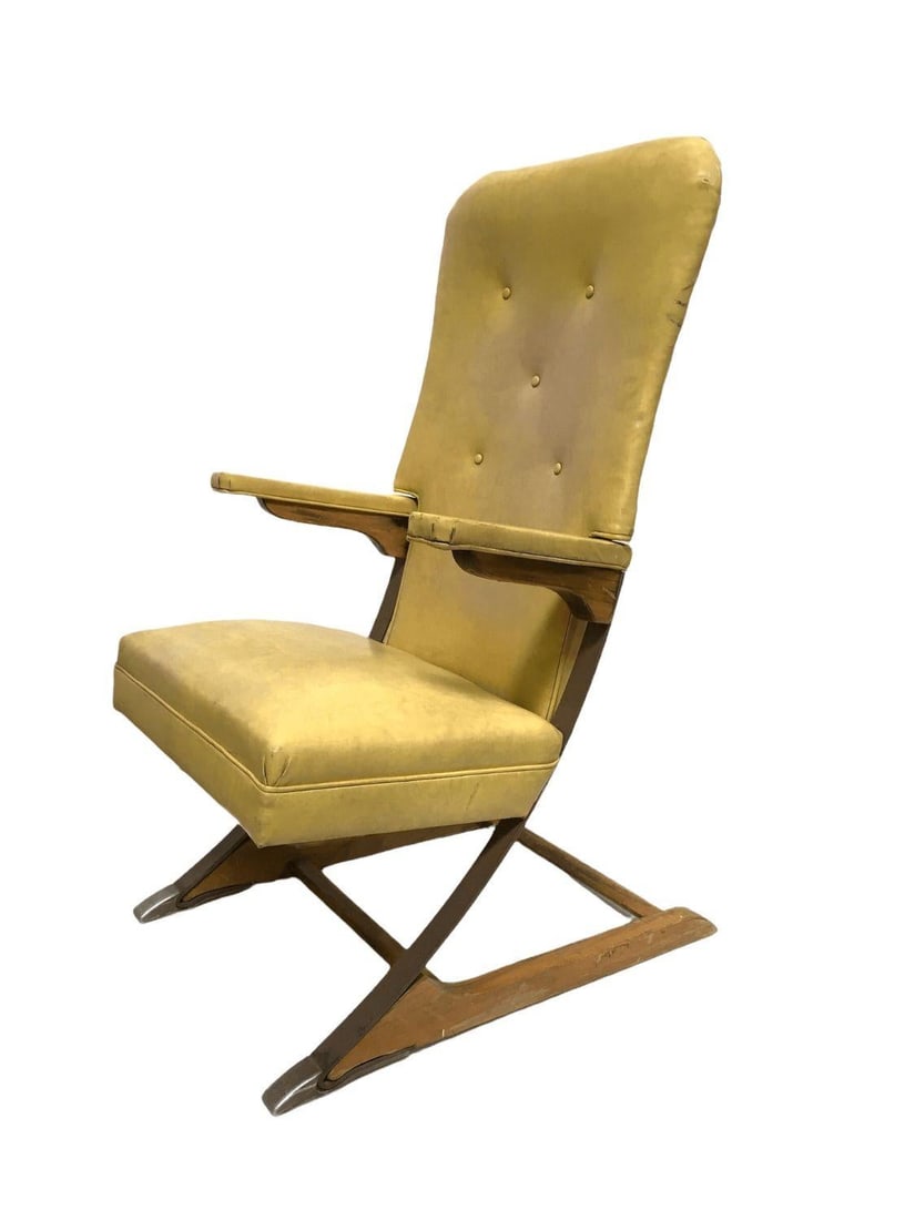 Vintage Rock-a-Chair Cantilever Rocker Chair in Harvest Gold Vinyl - 9