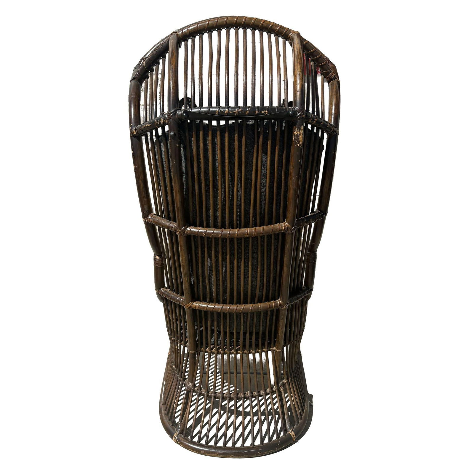Restored Mid-Century Dark Stained Rattan Canopy Chair, Pair - 5