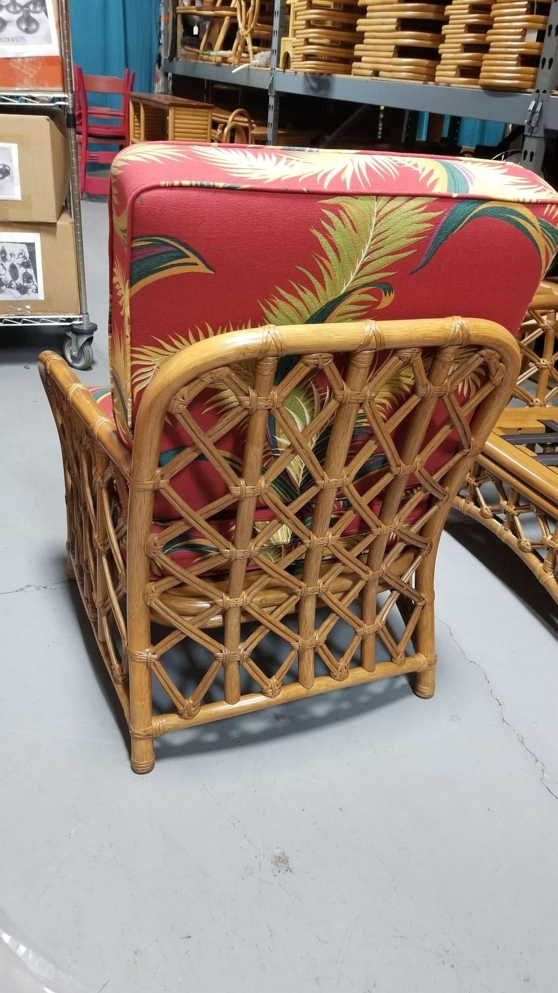 Restored Mid Century Lattice Rattan Sofa & Lounge Chair Livingroom Set - 10