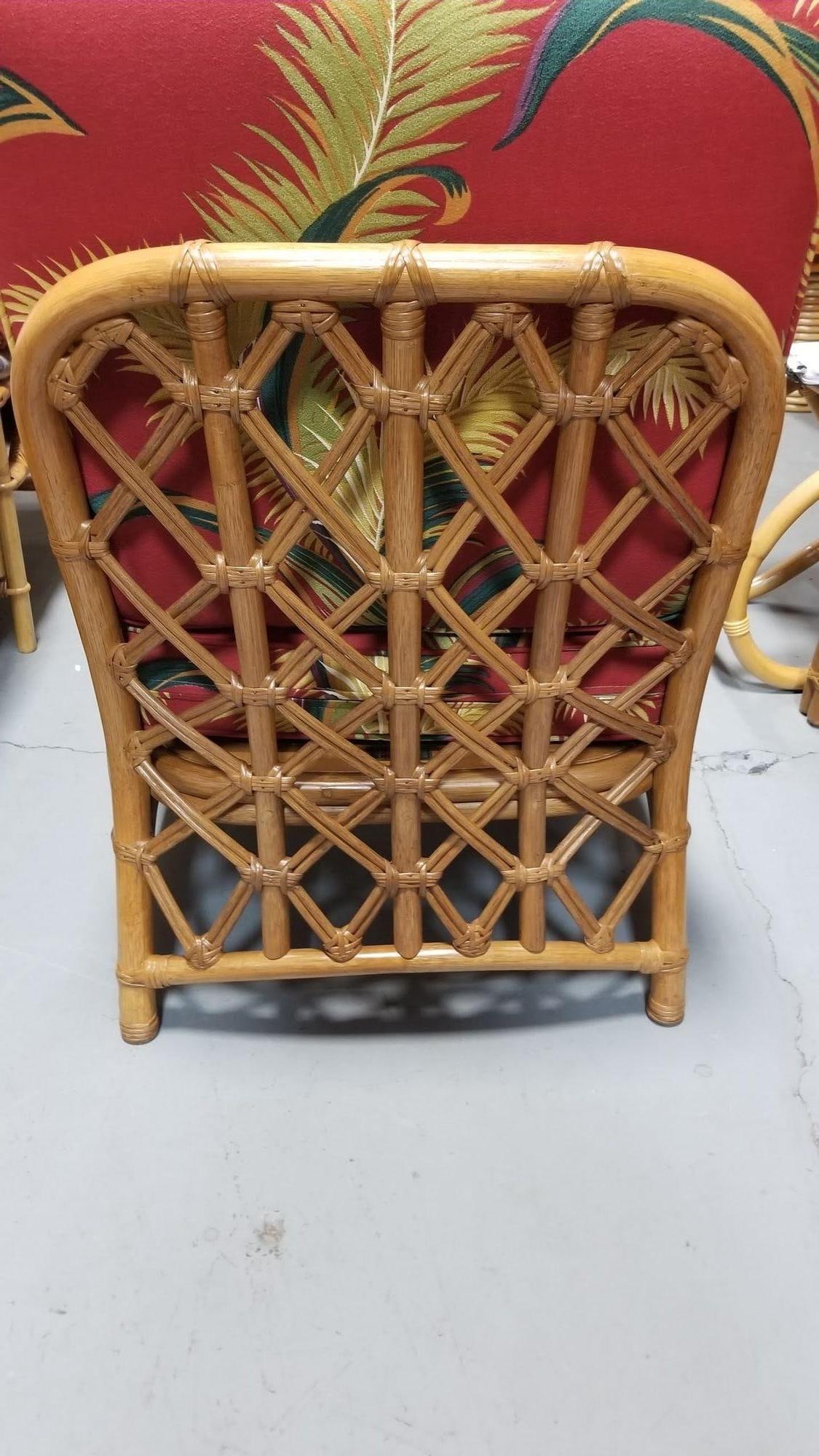 Restored Mid Century Lattice Rattan Sofa & Lounge Chair Livingroom Set - 17