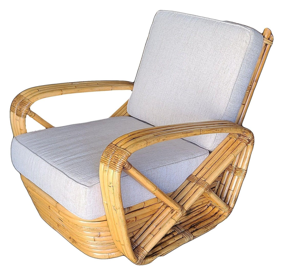 Original Historic Hand Made 4- Strand Square Pretzel Rattan Lounge & Sofa Set - 10