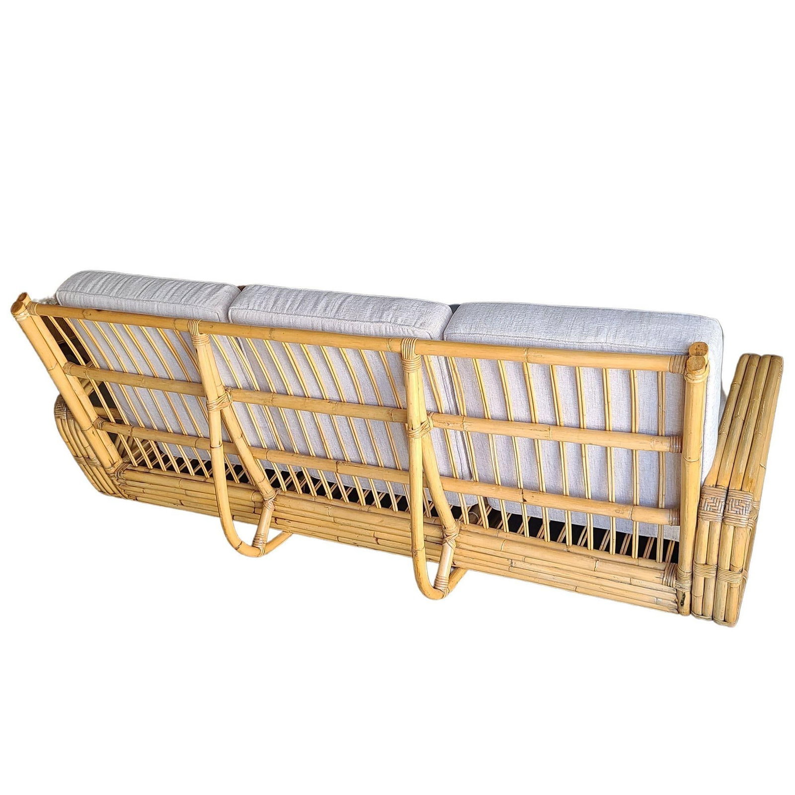 Original Historic Hand Made 4- Strand Square Pretzel Rattan Lounge & Sofa Set - 2