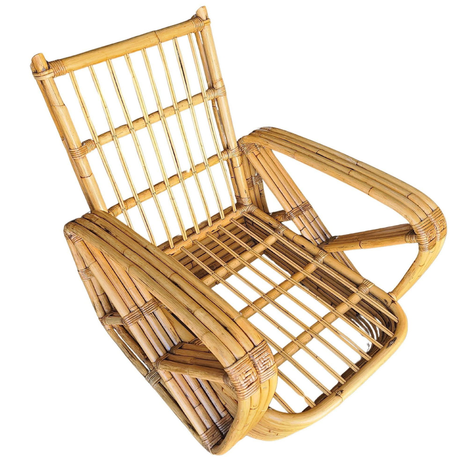 Original Historic Hand Made 4- Strand Square Pretzel Rattan Lounge & Sofa Set - 5