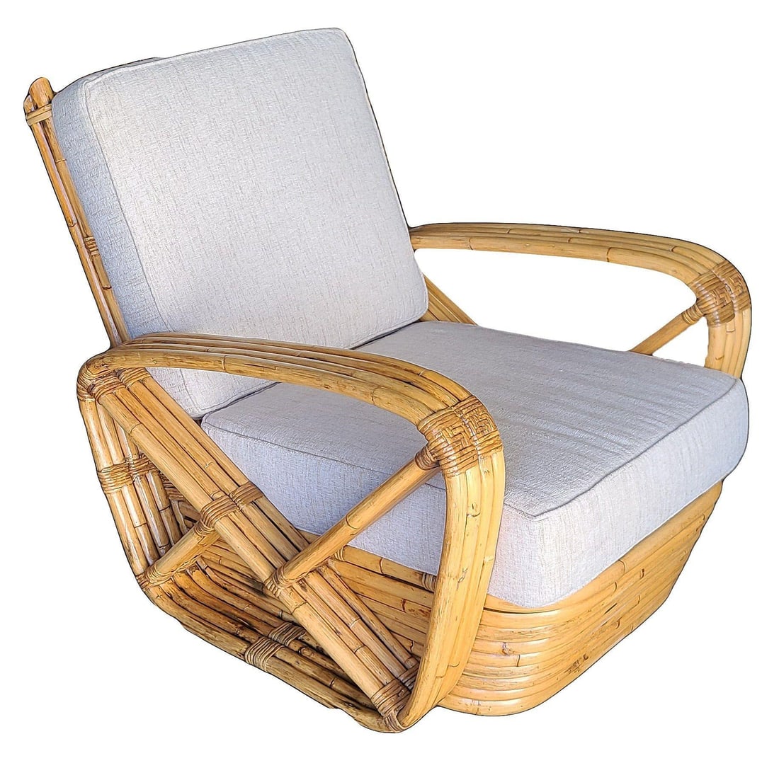 Original Historic Hand Made 4- Strand Square Pretzel Rattan Lounge & Sofa Set - 8