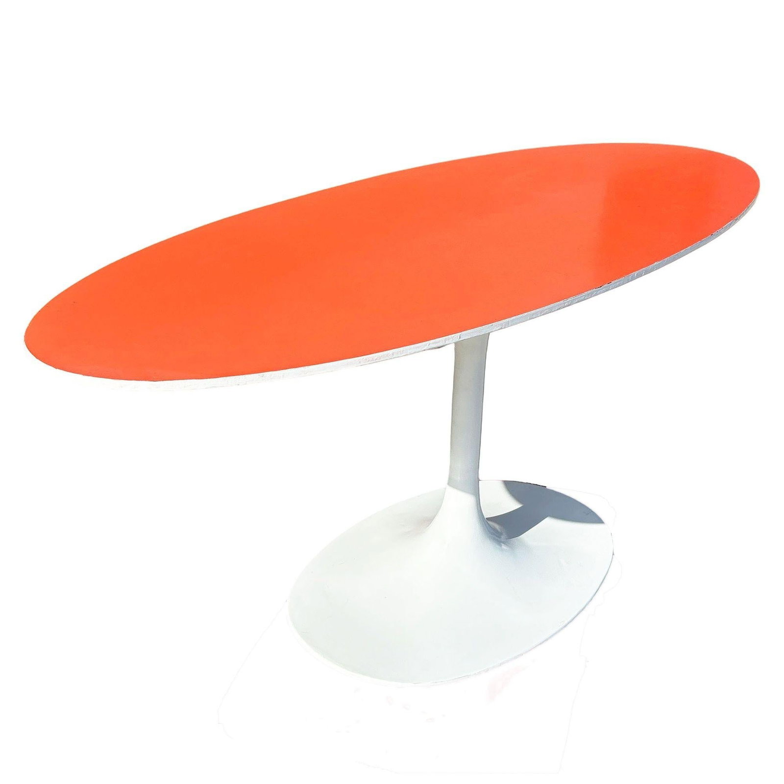 Mid-century Tulip Dining Table by Eero Saarinen for Knoll W/ Orange Laminate Top - 9