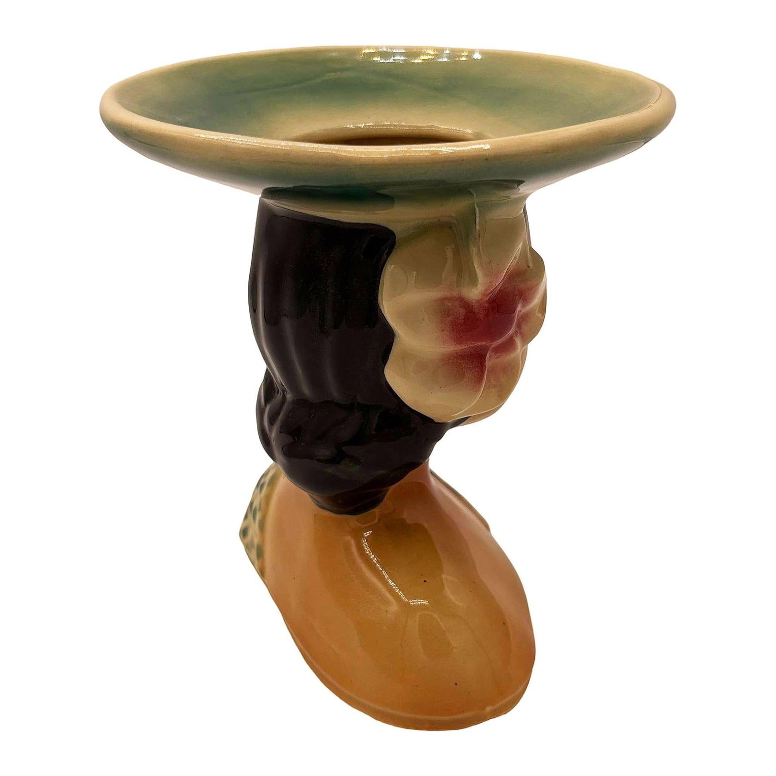 MCM Hawaiian 896 Hula Girl Polynesian Pink Plant Bust Vase by Shawnee Pottery - 5