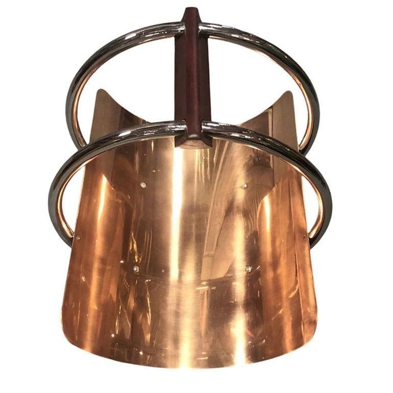 Art Deco Fireplace Log Holder Chrome and Copper by Leslie Beaton for Revere - 15