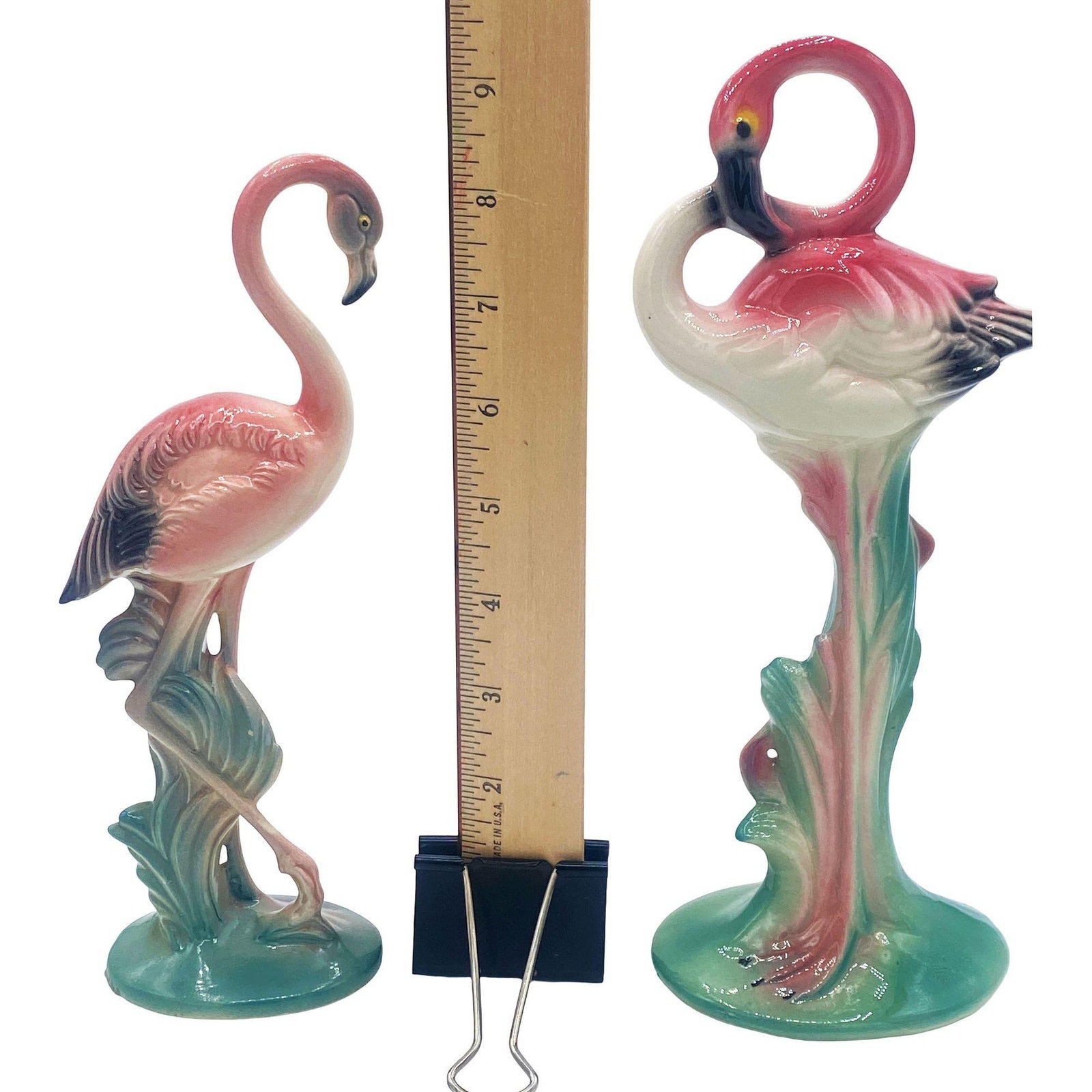 Matching Mid-century Pink Flamingo Ceramic Tabletop Statue Set By Brad Kealer - 6