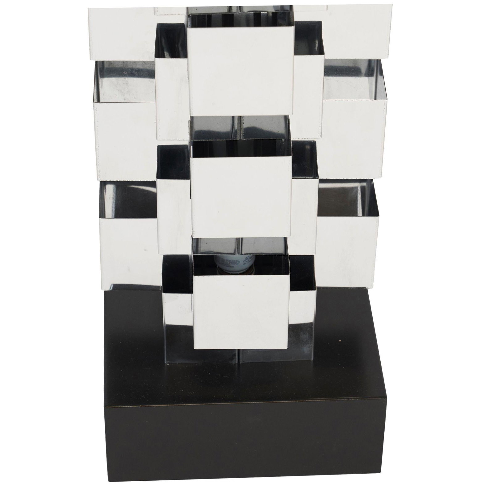 Brutalist Chrome Interlaced Column Sculpture Table Lamp by Curtis Jere, Pair - 11