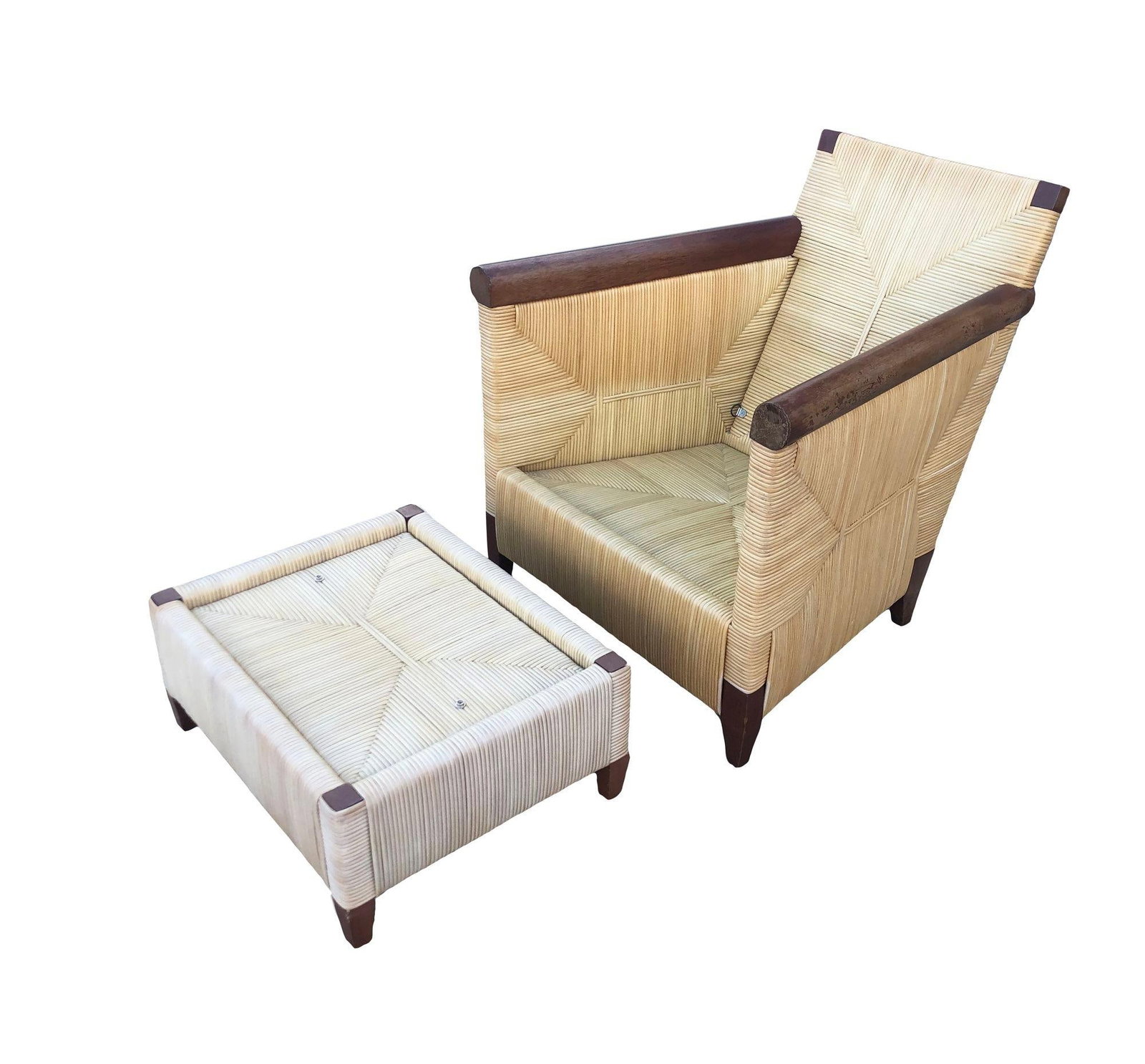 Donghia Rattan Lounge Chair & Ottoman by John Hutton, The Merbau Collection - 2