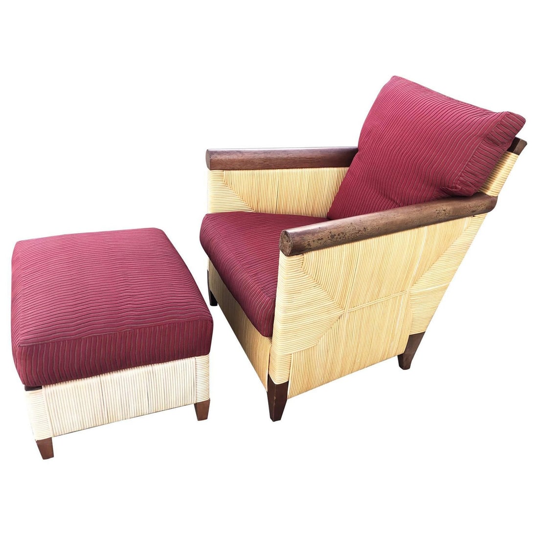 Donghia Rattan Lounge Chair & Ottoman by John Hutton, The Merbau Collection - 7