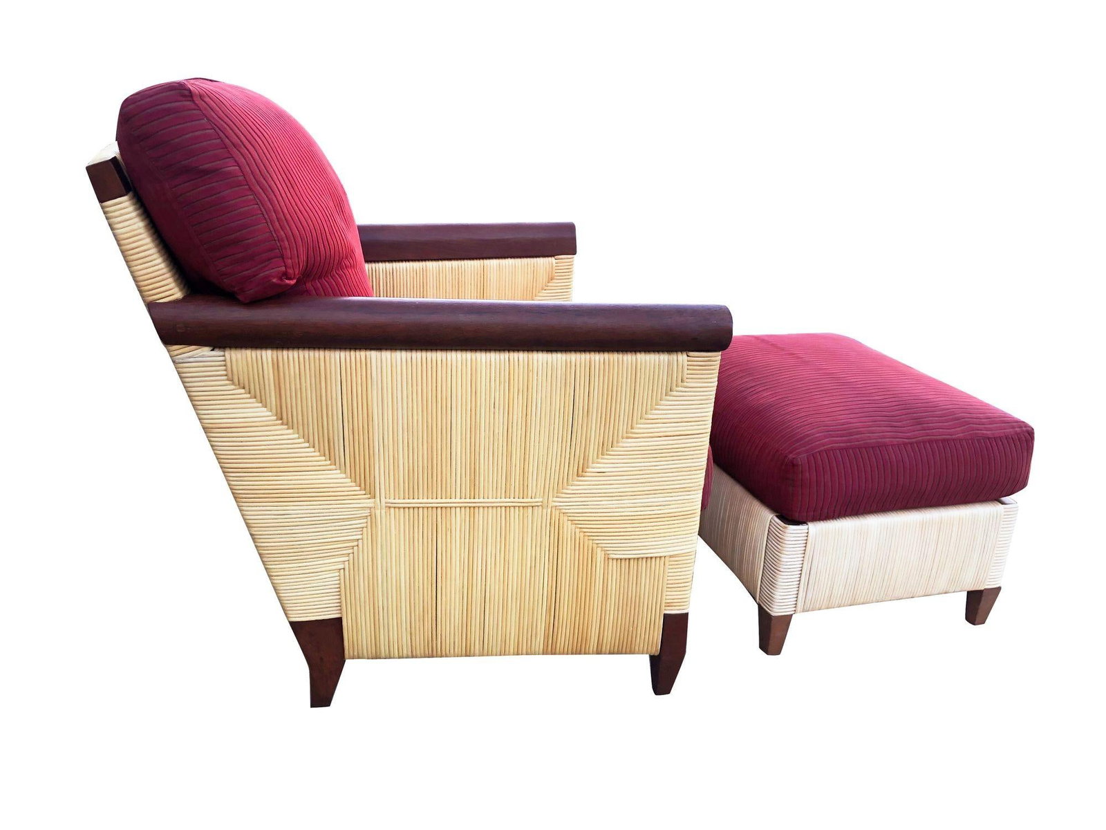 Donghia Rattan Lounge Chair & Ottoman by John Hutton, The Merbau Collection - 9