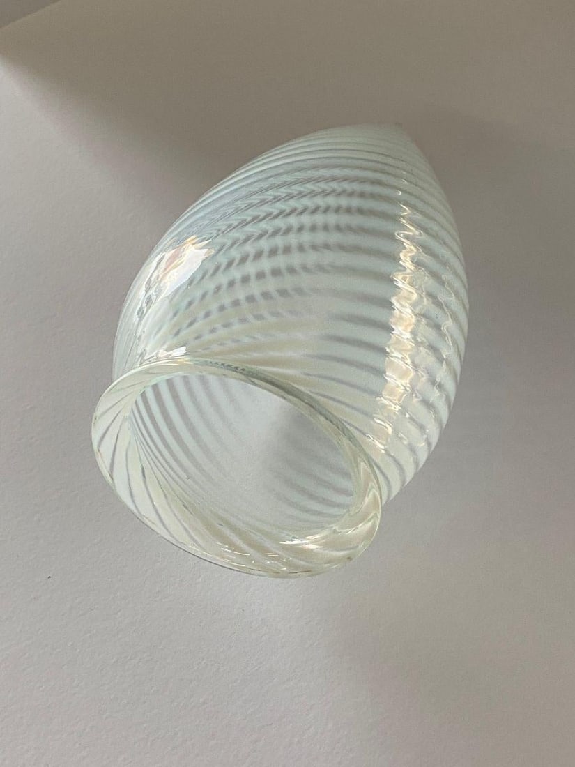1960s Vintage Opalescent Swirl Glass Bullet Ceiling Light Globe with Fitter - 10