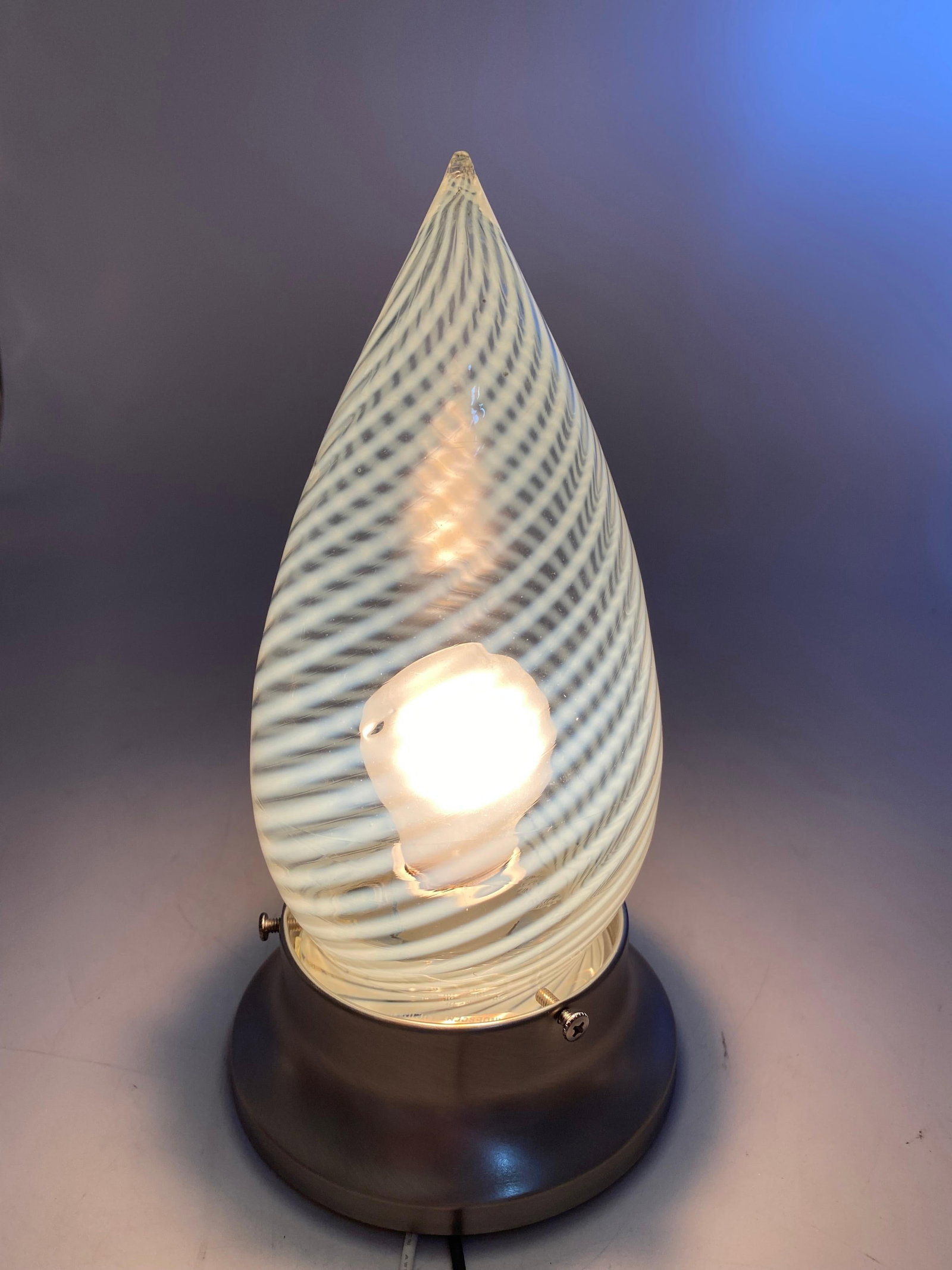 1960s Vintage Opalescent Swirl Glass Bullet Ceiling Light Globe with Fitter - 13