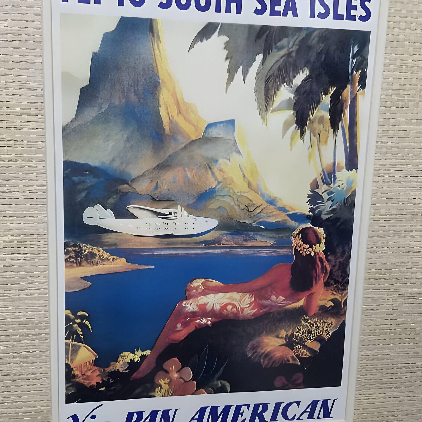20th Century Hawaiian Travel Posters in Bamboo Frame, Set of 3 - 9